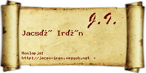 Jacsó Irén névjegykártya